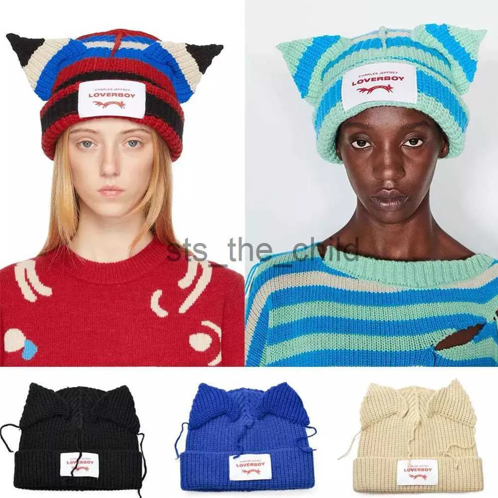 Beanie/Skull Caps 2022 Winter Skullies Leuke Vrouwen Lange konijnenoren vos Hoed Gehaakte Gebreide Muts Kostuum Beanie Hoeden kerstcadeau Hiphop Cap x0907