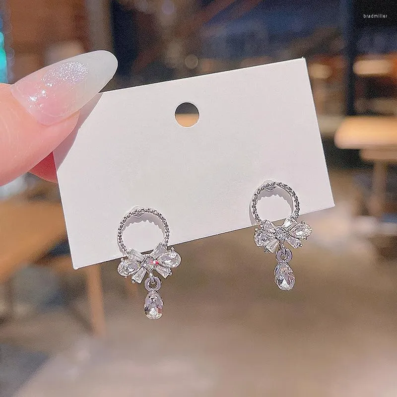 Stud Earrings Korean Crystal Heart For Women Fashion Butterfly Flower Bowknot Star Tassel Pearl Dangle Wedding Party Girl Gift
