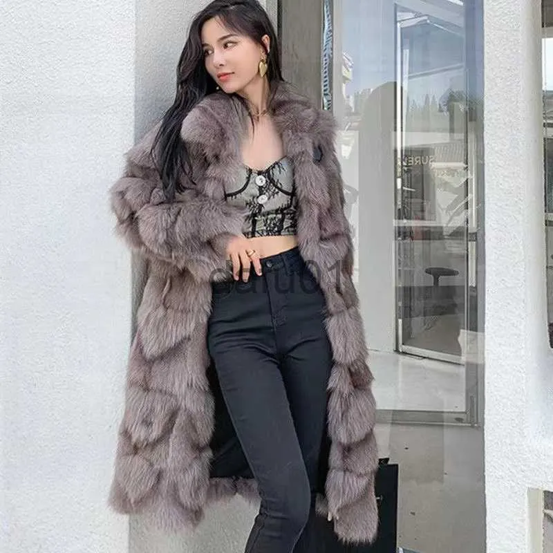 Casaco de pele feminino feminino vintage solto grosso quente fofo jaqueta marrom longo casaco de pele feminino casaco de inverno 2023 casaco de pele de pelúcia x0907