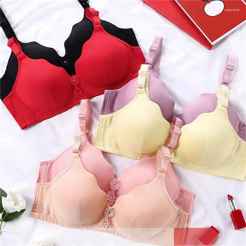 36-42 Solid Color Bras for Women Lace Jacquard Wireless