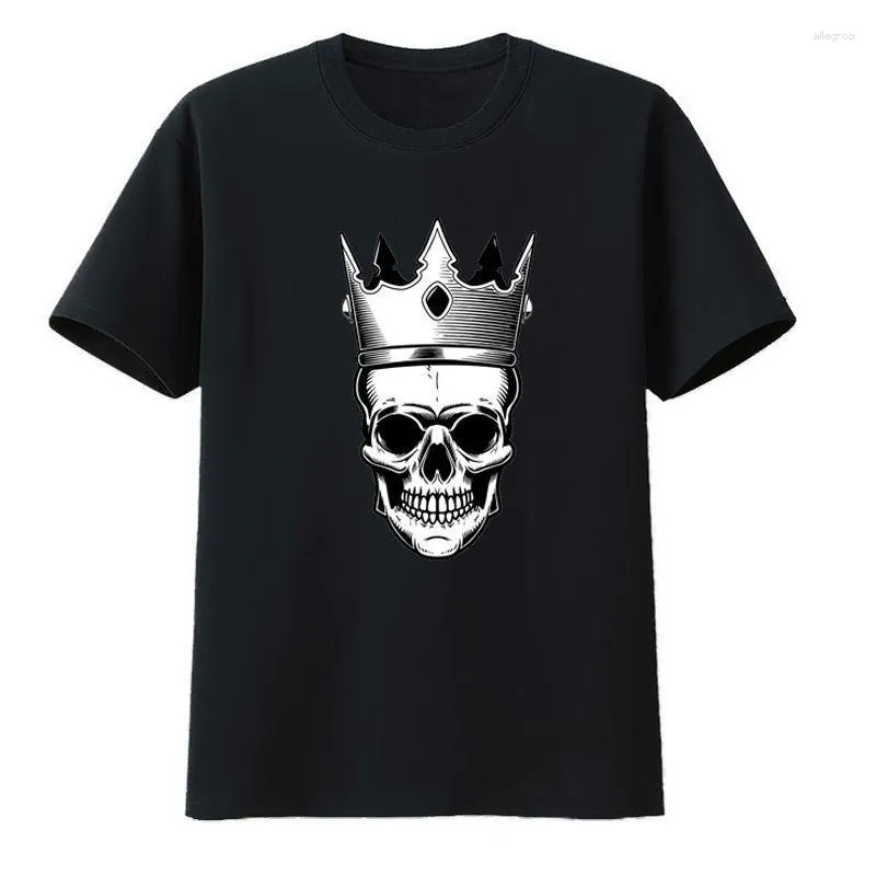 Camiseta masculina crânio coroa rua wear legal estética unisex pesado algodão camisetas roupas masculinas topo y2k harajuku manga curta camiseta