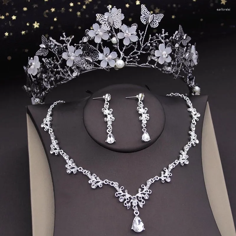 Collana orecchini set corona di farfalle di lusso set da sposa e diademi gioielli da sposa accessori per costumi da sposa