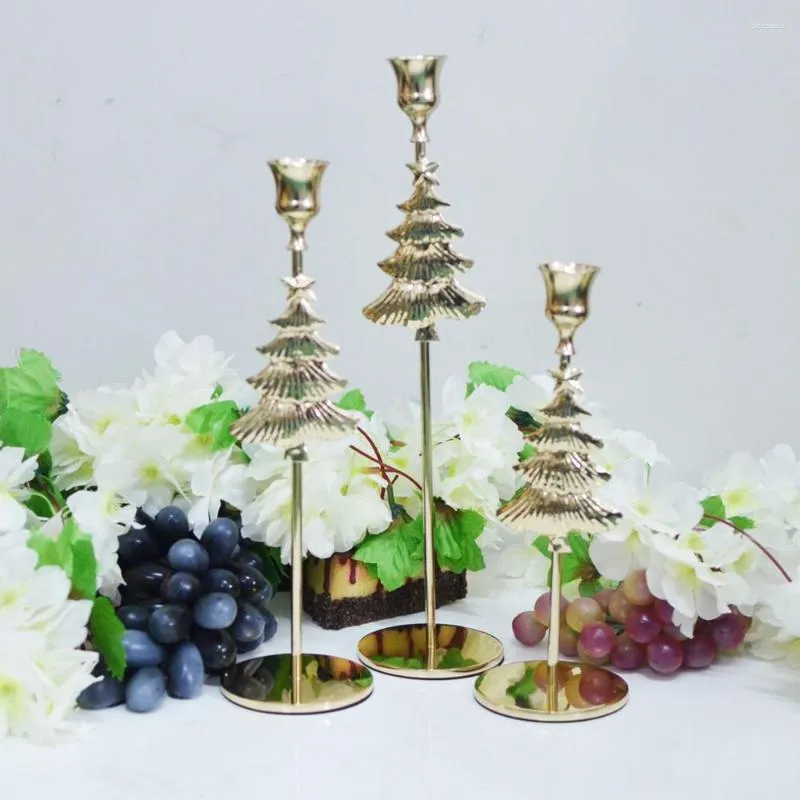 Candelabros dorados para árbol de Navidad, figuras de candelabros para decoración de escritorio, accesorios de adorno, decoración del hogar, 1 unidad, 3 uds.