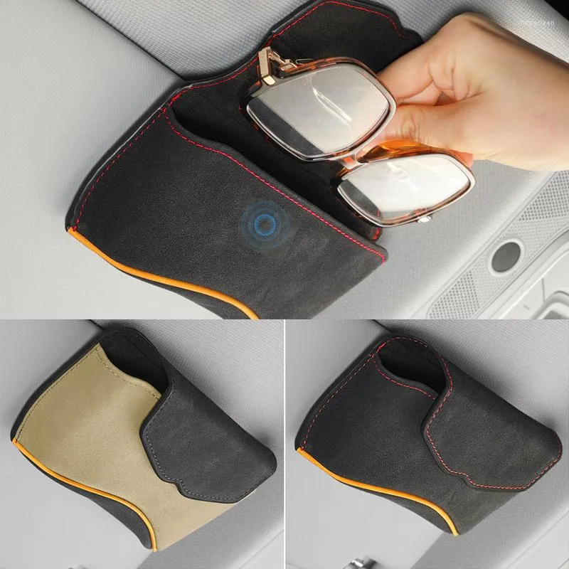 Bilarrangör Glasögon Case Storage Auto Sun Visor Holder Solglasögon Clip Card Ticket Multifunktion Automobile