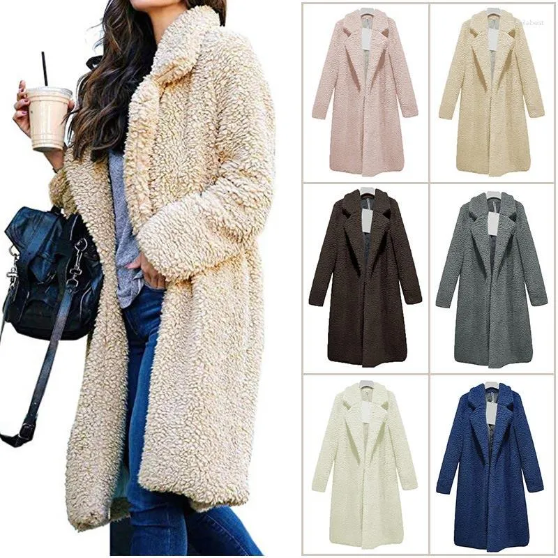 Cappotto da donna in pelliccia autunno inverno finto cappotto da donna spesso caldo con orsacchiotto peluche soffici cappotti lunghi abiti femminili