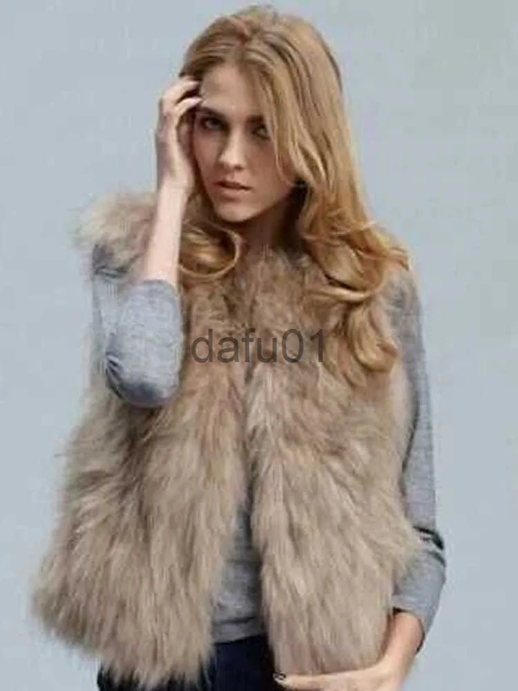 Women's Fur Faux Fur Winter Jacket Vest for Women Faux Fur Coat 2023 New Solid Loose Warm Sleeveless Vests Outerwear Vintage Casual Y2k Ladies Coats x0907