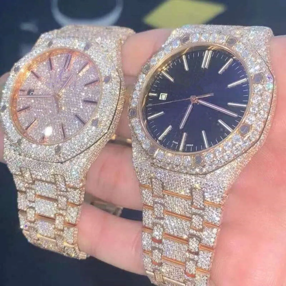VHK3 Wristwatch D66 Luxury Mens Watch 4130 Movement Watch for Men 3255 Montre de Luxe Mosang Stone Iced VVS1 GIA Watch Watchs WRIQ41UVNP7