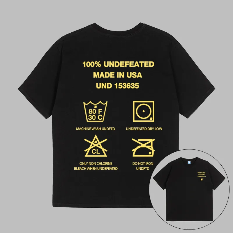 Black White Care Label Print Undefeated Mens Designer T shirts Short-Sleeved T Shirt UNDFTD Japan men Clothing 100% cotton Graphic Tees Oversize TShirts S-2XL