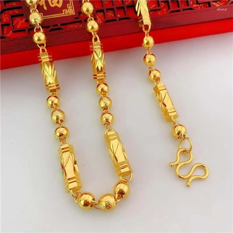 Chaînes Chaîne de collier en bambou plaqué or pour homme femmes classe de luxe cou ras du cou bijoux fins Dubai accessoires de fiançailles de mariage cadeaux