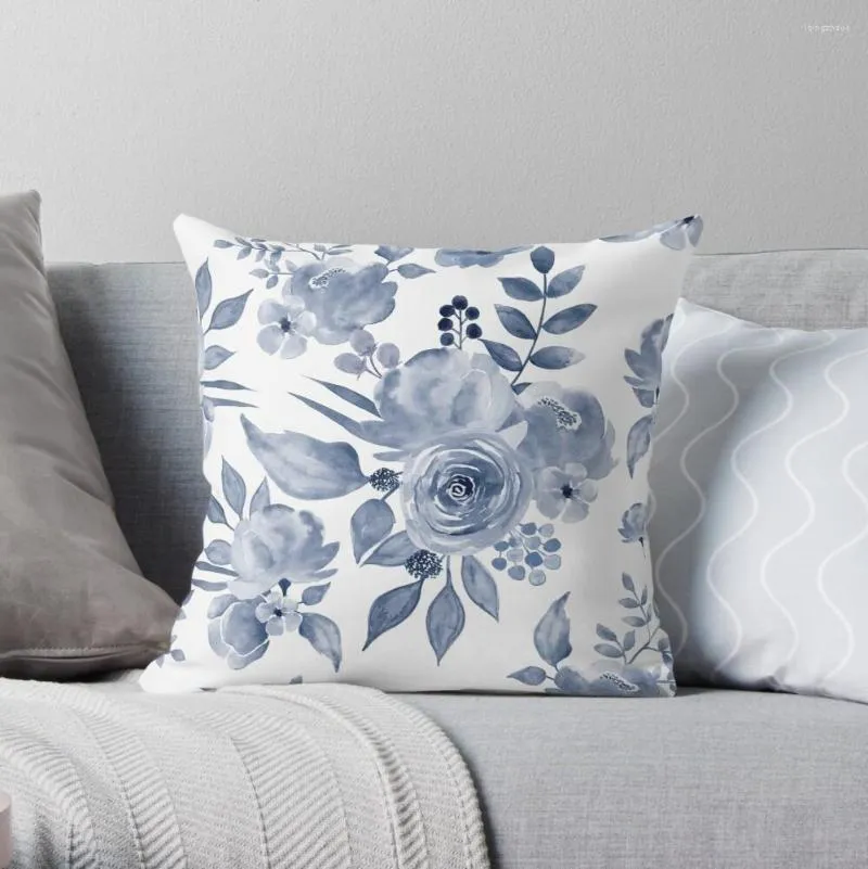 Almohada Hamptons estilo diseño floral tiro cubierta bordada