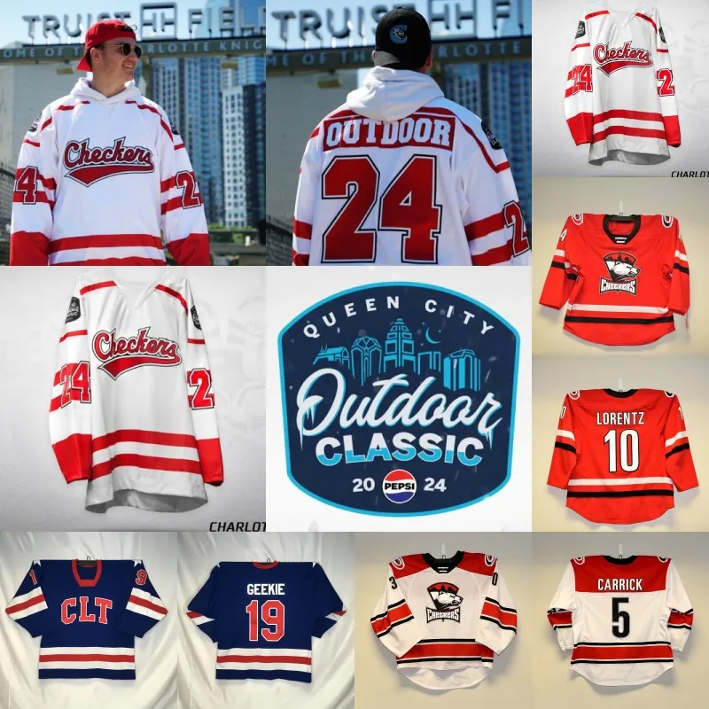Official Charlotte Checkers Ice Hockey Jerseys Featuring Mack Guzda