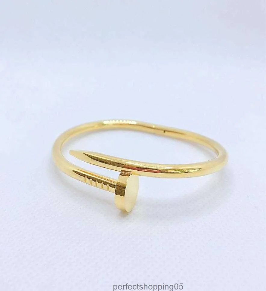 18k Gold Nail Armband Designer Womens Bangle Classic Charm Girl Valentines Day Love Gift 316L Jewelry9531730