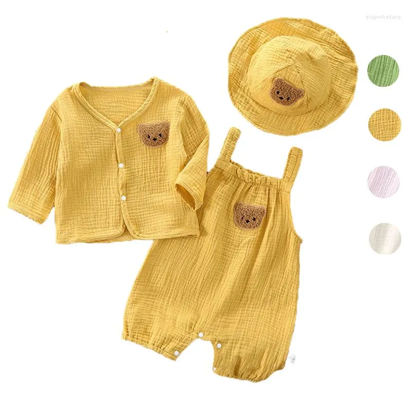 Conjuntos de ropa Conjunto de ropa para bebés Niños Niñas Nacidas 0 a 3 6 9 12 18 24 meses Algodón Muslin Oso Trajes infantiles Pijama Verano Otoño 2023