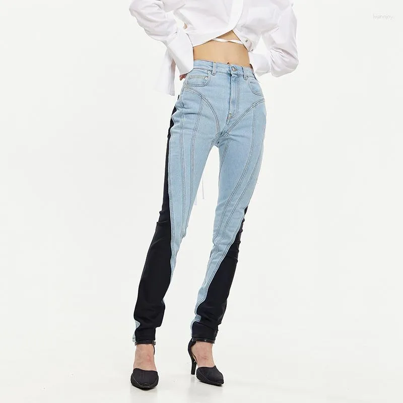 Женские джинсы, облегающие брюки, персонализированные осенние брюки с высокой талией, тонкие моющиеся женские брюки для тяжелой промышленности