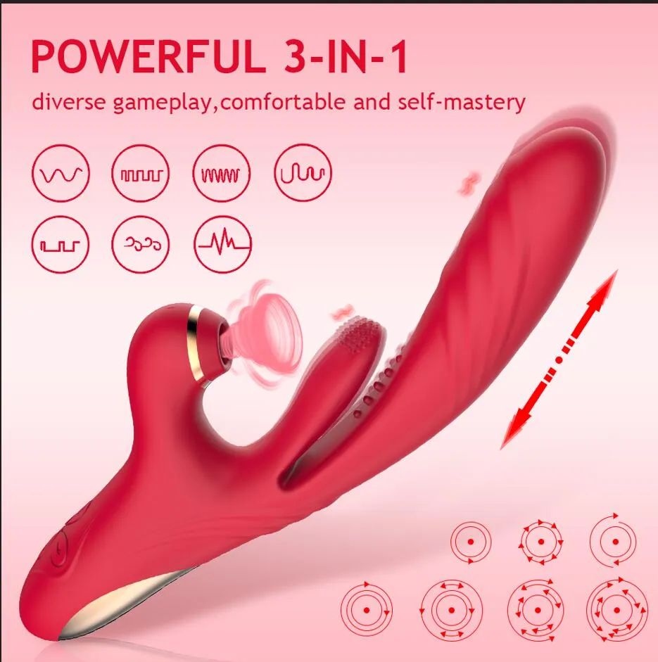 3 IN 1 Telescopic Dildos G Spot Sucking Rabbit Vibrator Tongue Licking Clit Massager Dual Motor Stimulator Sex_voghion.com