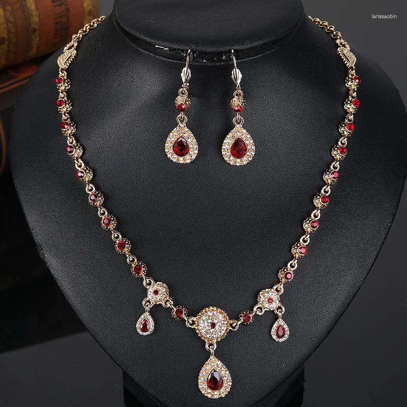 Pinces à cheveux marocaines, bijoux faits à la main, accessoires de mariage en cristal, ensemble de couvre-chef couleur or, chaîne de tête et boucles d'oreilles goutte d'eau