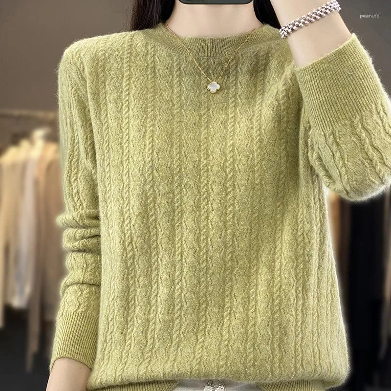 Kadın Sweaters 2023 Kış ve Sonbahar Kadın Sakilleri Pure Yün Örme Jumperlar Moda O Yağ Kaşmir Standart İçi Boş Üstler