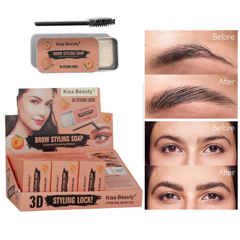 الحواجب معززات 24pcs Clear Eye Brow Wax Gel Cosmetic for Eyes Soap Wholesale Makeup Brows 230906