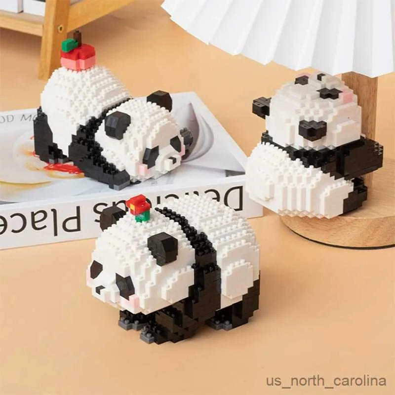 Blocos de construção de flor de panda gigante, brinquedos chineses, crianças, pelotas de construção de inteligência, presente para menina, menino, quebra-cabeça r230907