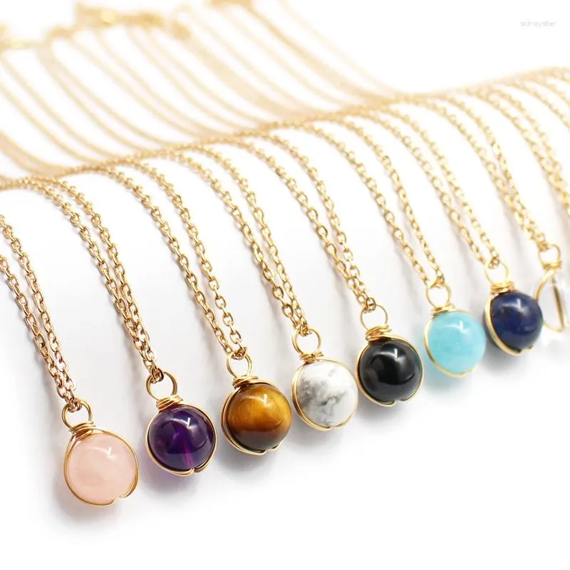 Chaînes de pierres de naissance naturelles, perles de transfert colorées, collier de pierres précieuses brutes, pendentif en pierre de cristal, bijoux minimalistes délicats pour femmes