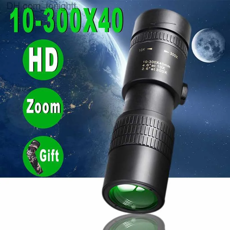 Télescopes 10-300X Zoom HD télescope longue portée Portable professionnel jumelles puissantes monoculaire basse Vision nocturne pour voyage de chasse Q230907