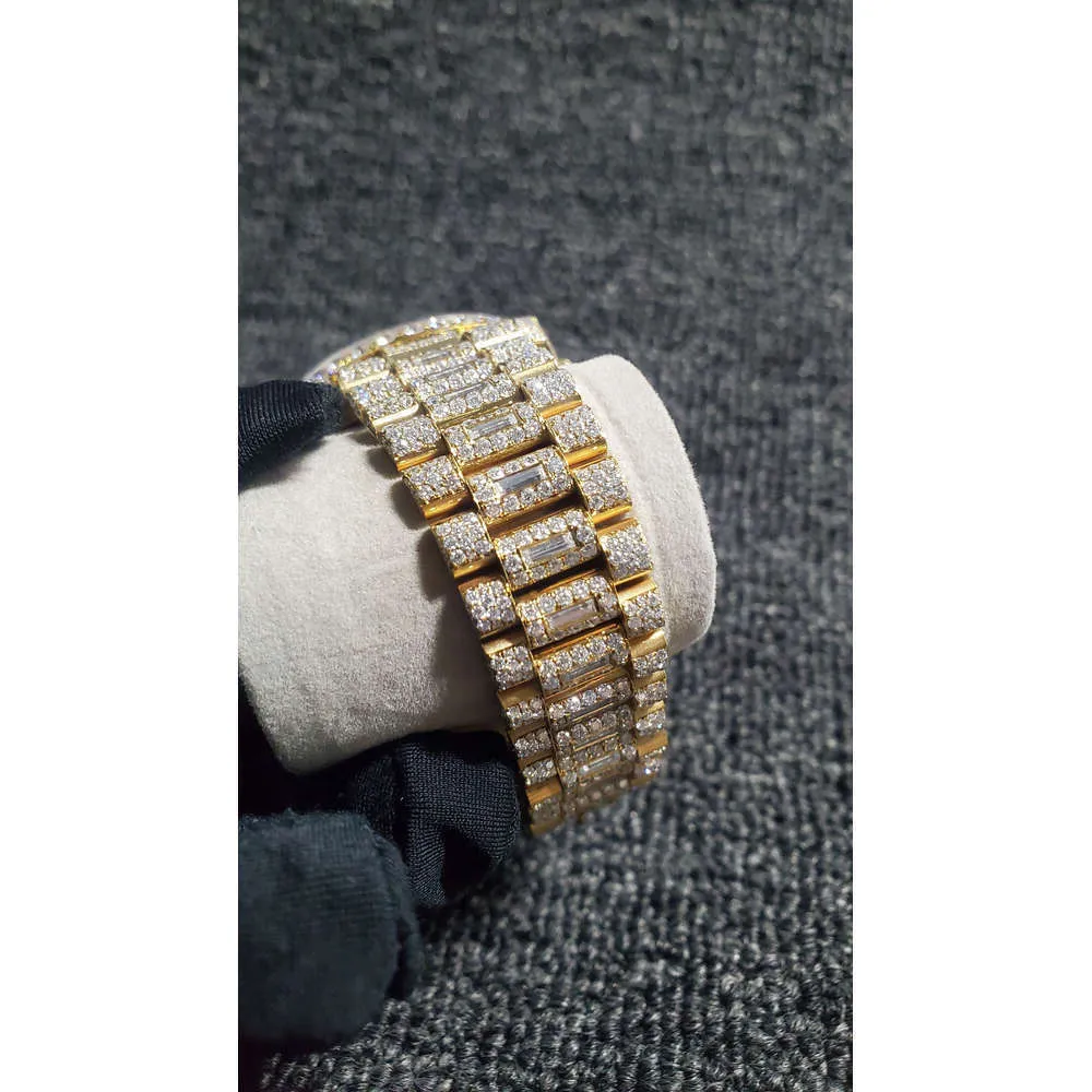 Moissanite 2023 New Iced Out Diamonds Watch Pass TT ETA 3255 Movement Mechanical Yellow Gold Top Quality Men Luxurywa6177TW7U