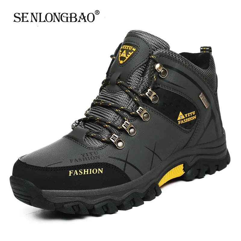 Stiefel Marke Männer Winter Schnee Stiefel Wasserdichte Leder Turnschuhe Super Warm herren Stiefel Outdoor Männlichen Wanderschuhe Arbeits Schuhe Größe 39-47 230907