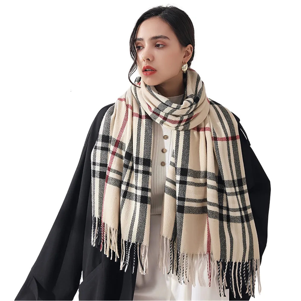 Bufandas Mujeres Otoño Invierno Bufanda Lady Cashmere Sensación Silenciador Primavera Otoño Manta grande Classic Plaid Shawl Soft Warm Wrap Wholesale 230907