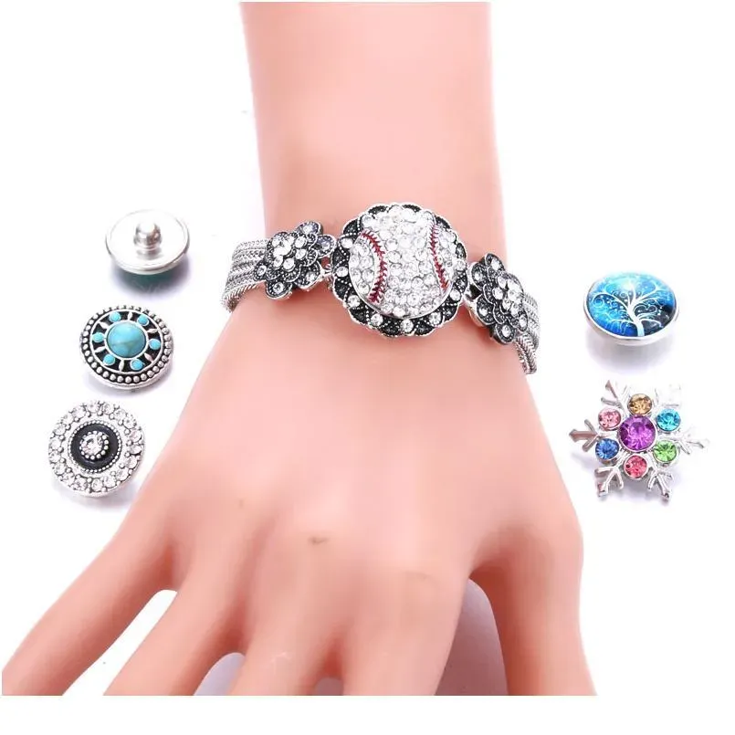 Adjustable Snaps Jewelry Metal Snap Bracelet Bangle Rhinestone Bracelet Fit 18mm 20mm Snap Button Jewelry F jllYZj