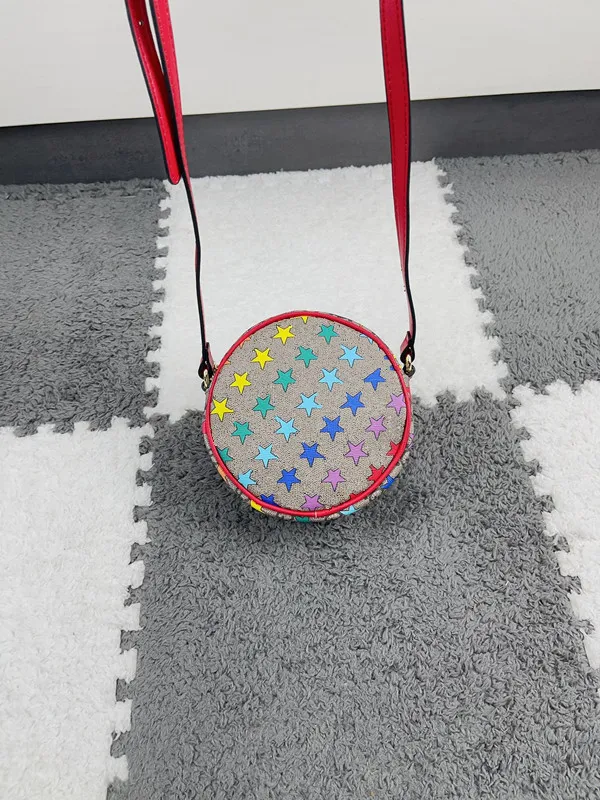 Moda ragazze borse a forma rotonda per bambini lettera fragola stampata una borsa a tracolla borsa per rossetti messenger per bambini stile donna