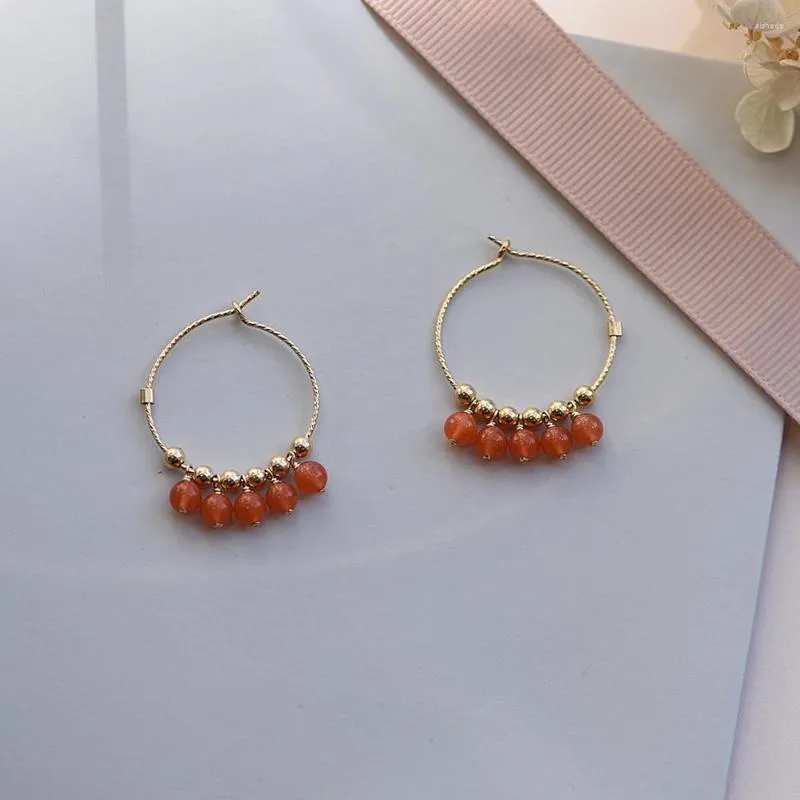Hoop Earrings Lii Ji Real Stone Agate 14k Gold Filled Hoops No Fade Women Jewelry