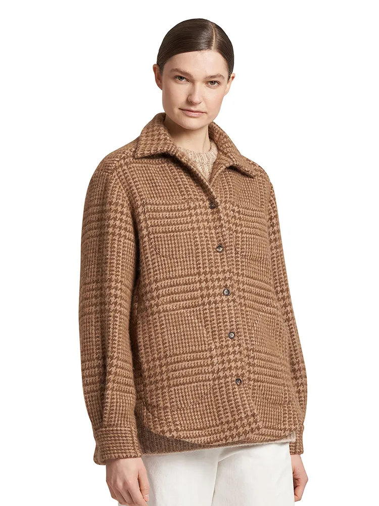 Womens Jackets Winter kiton Wool Camel Plaid Coat