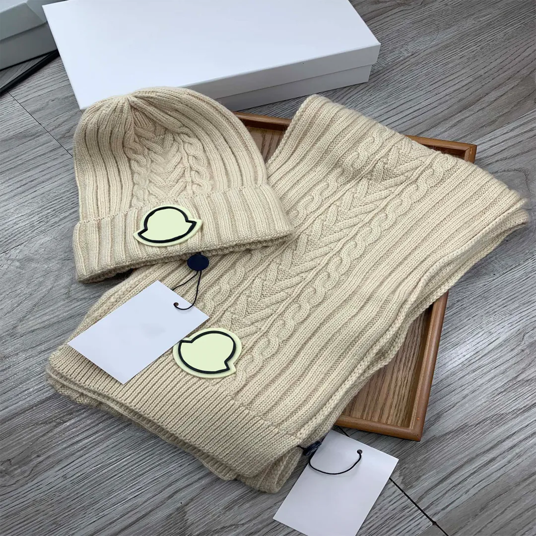 Autumn and Winter Sheep Plush Designer beanie Hat Women's cap Wedding Date Candy Color Letter Printing Scarf Set