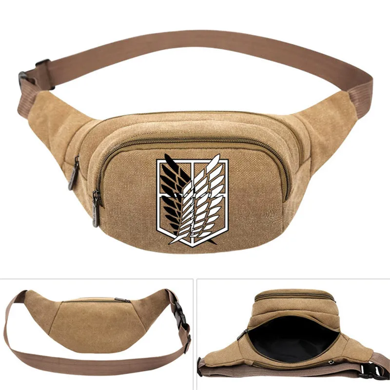 Bolsas de cintura Anime Attack en Titan Scouting Legion Paquete de lona Bolsa Bolsa Cinturón Viaje Cadera Casual Fanny Money Phone 230906