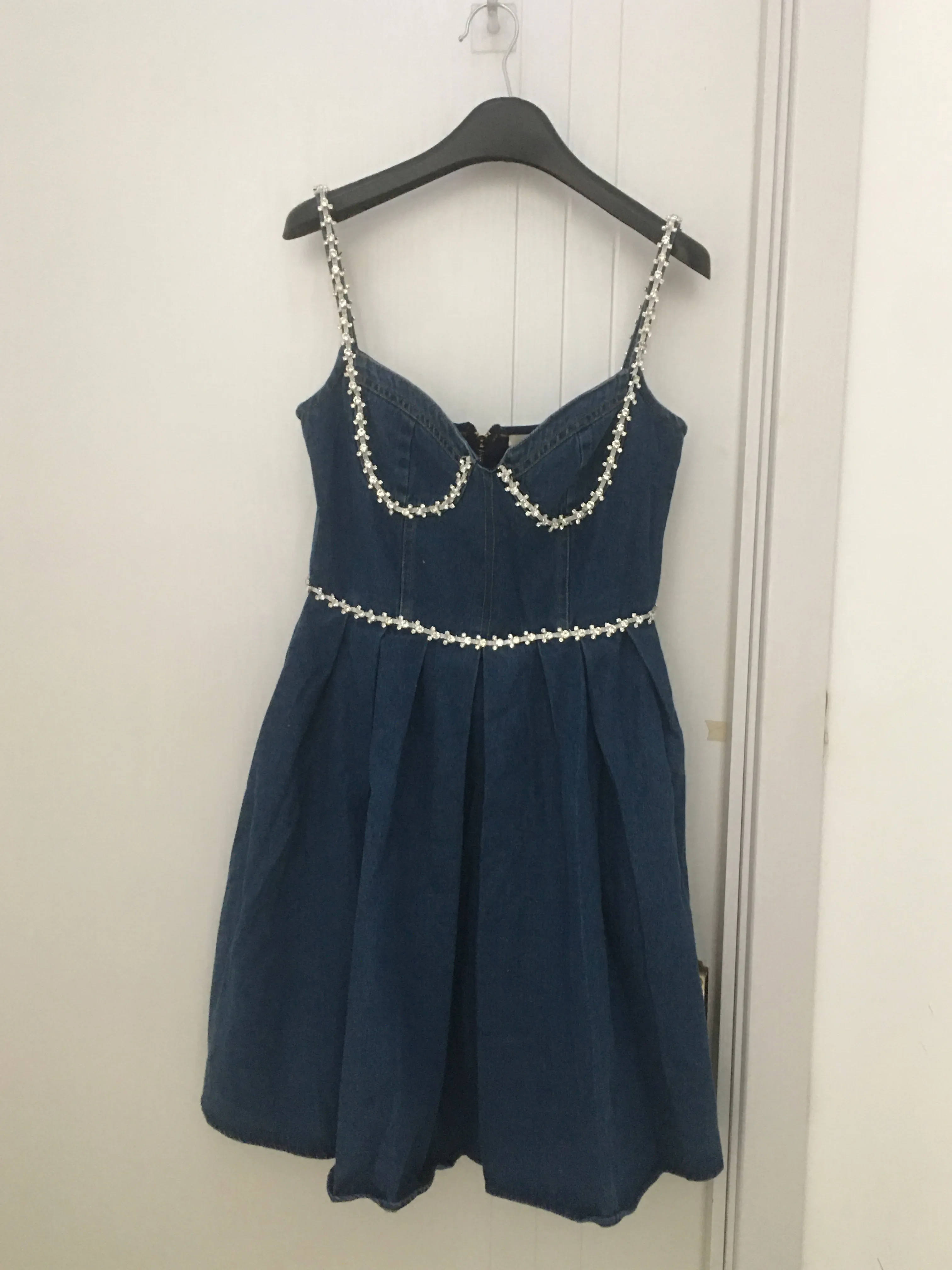 Denim Sling Dress with Rhinestone Shoulder Strap, 100% Cotton Mini A-Line  Dress with V-Neck and Flutter Sleeves from Dhgate Basic & Casual Dresses -  price 78.63
