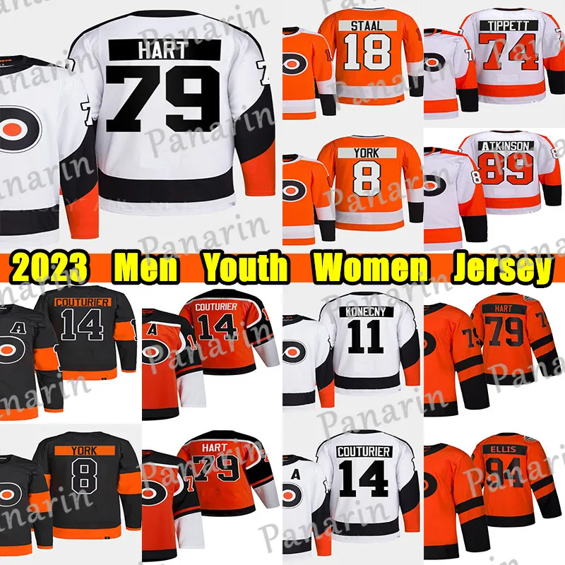 #79 Carter Hart Reverse Retro hockey jersey #14 Sean Couturier Travis Konecny Claude Giroux Ryan Ellis Scott Laughton Samuel Ersson Eric Lindros Bobby Clarke jerseys