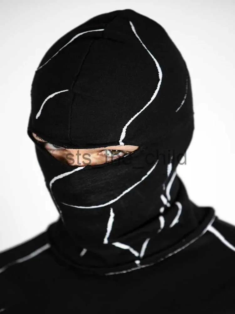 Bonnet / Skull Caps Américain Géométrique Impression Y2K Masque Thermique Harajuku Street Automne / Hiver Masque De Fête Tricoté Chapeau De Femmes Hip Hop Balaclava Chapeaux x0907