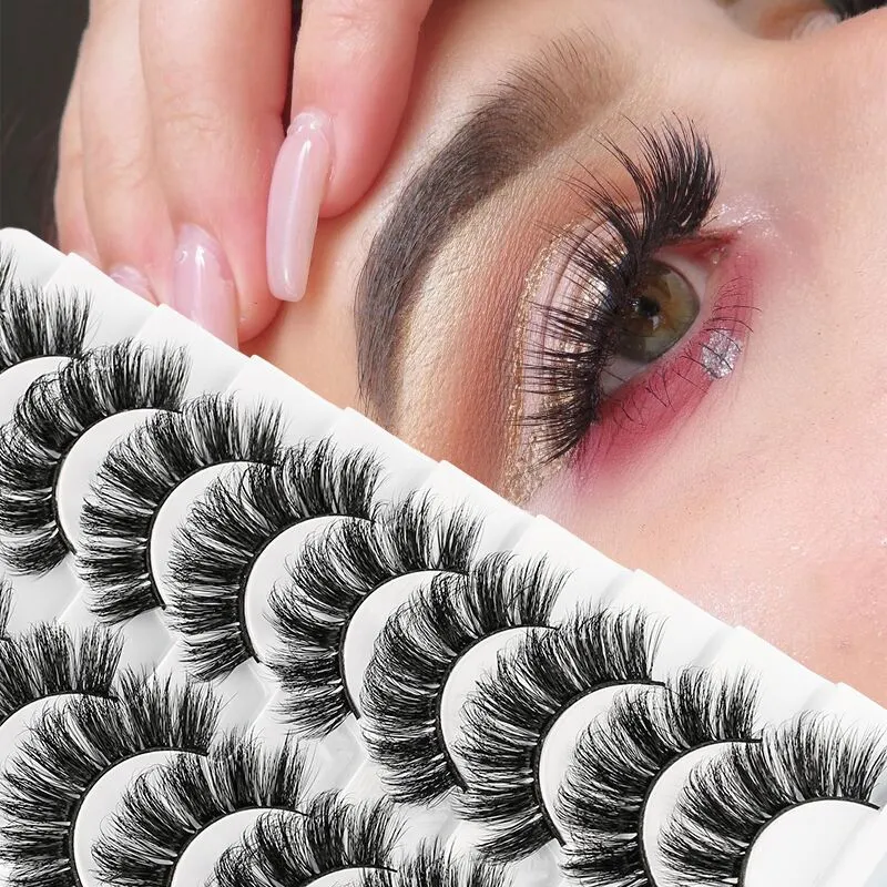 10 par 0pairs 6d faux mink fransar naturliga falska ögonfransar fluffiga falska fransar makeup ögonfrans förlängning bulk grossist