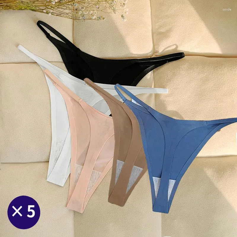 Culotte femme 5 pcs/lot femmes sans couture soie sport confort g-string sous-vêtements femme minuscule tongs femme sexy t-panties pack