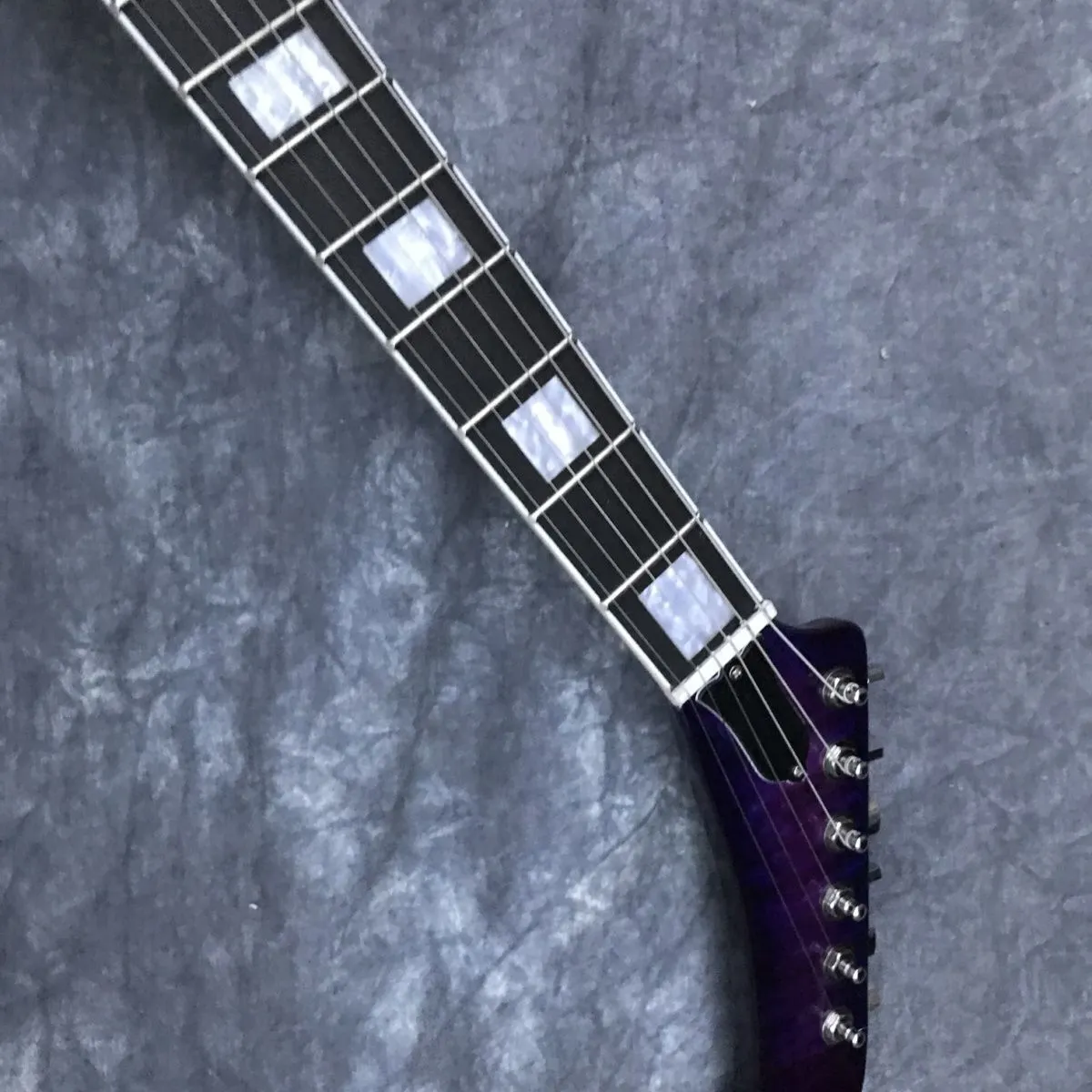Factory Purple Shaped Electric Guitar Big Flower Tiger Veneer, Ebony