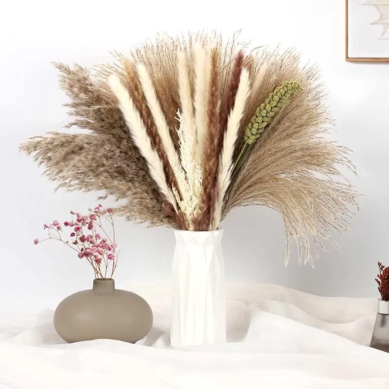 Decorative Flowers Natural Fluffy Dried Pampas Grass Decor Boho Home Bouquet For Wedding Farmhouse Floral Arrangement