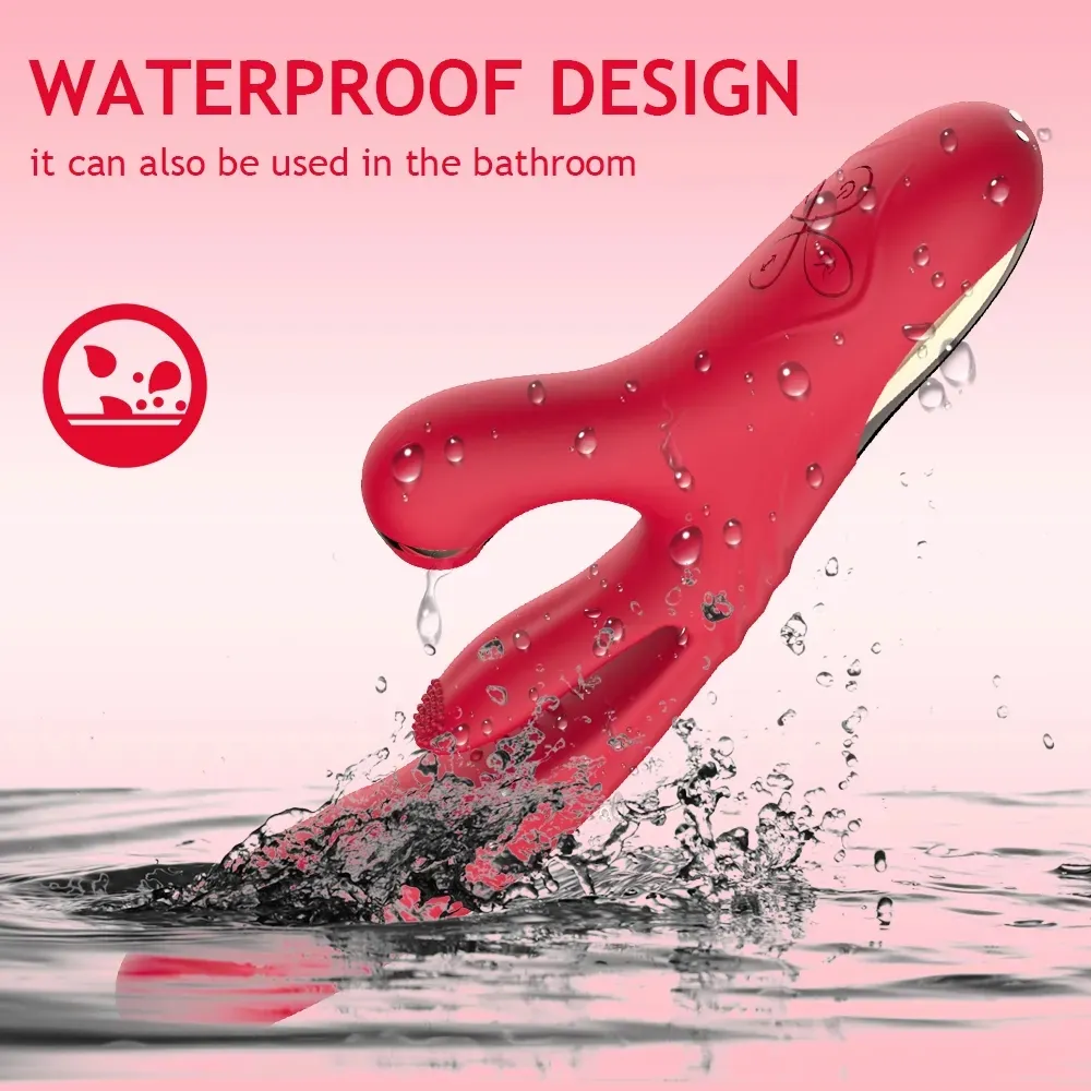 3'ü 1 arada teleskopik yapay penis G noktası emme tavşan vibratörü dil yalama klitoris masaj aleti çift motorlu stimülatör seks_voghion.com