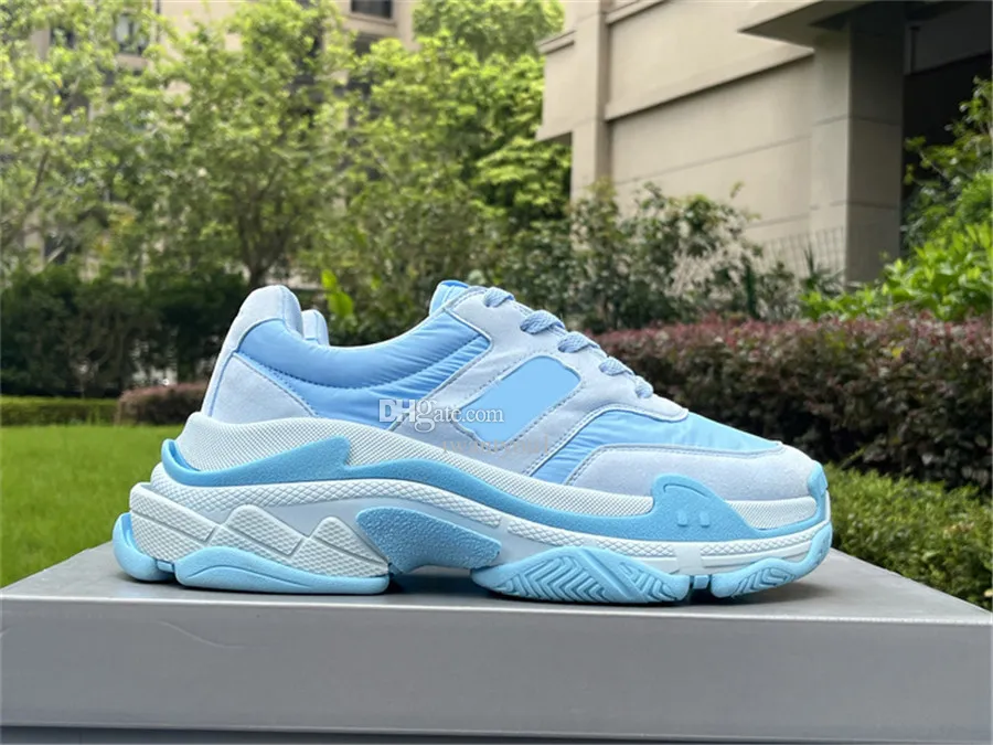 Tasarımcı Blue Triple Sneakers Süet Naylon Erkek Kadın Ayakkabı Örgü Eğitmeni Tess 10 Gomma Paris Speed ​​Runner Platformu Orijinal Kutu 35-46 ile Açık Hava Sporları