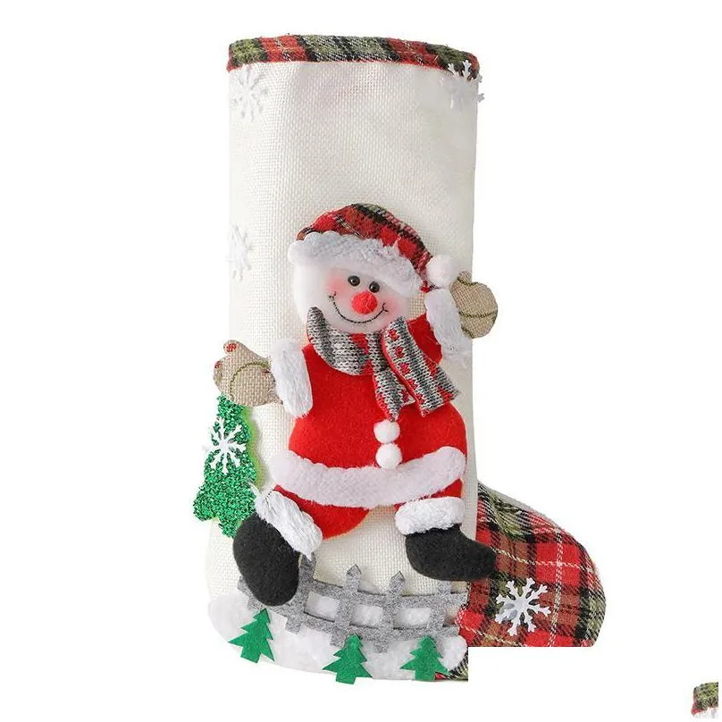 크리스마스 장식 대형 Xmas 스타킹 선물 장식 가방 산타 나무 장식 양말 양말 파티 용품 RRE15257 드롭 배달 h Dhays
