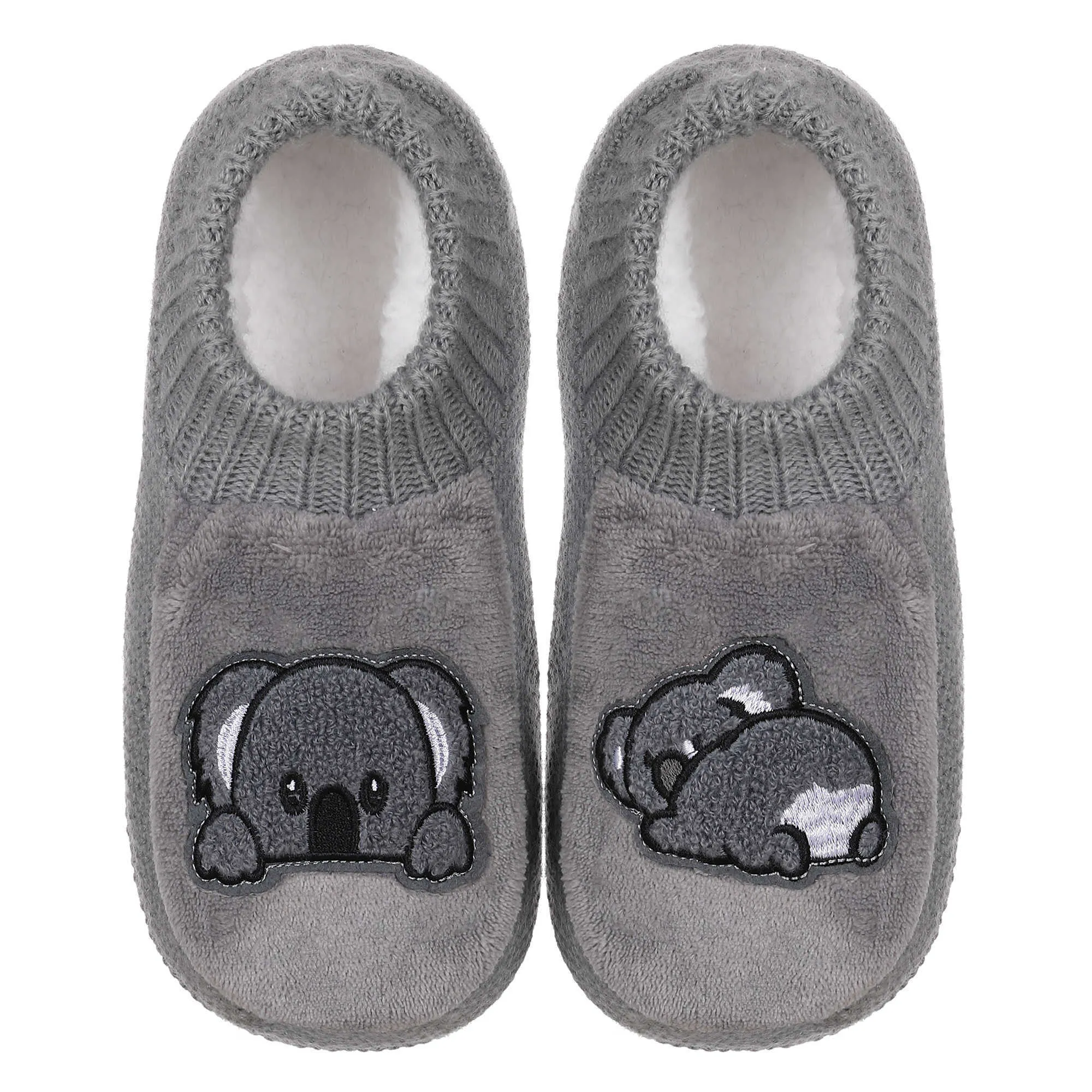 Slippers Cute Animal Slipper Socks for Women with Grippers Winter Warm Knit Slippers Non Slip Fuzzy Socks Cozy Bed Socks Gifts-Koala X0905