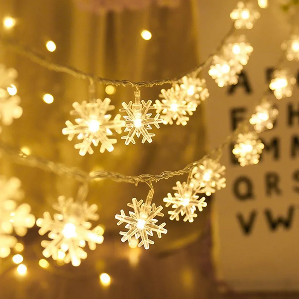 Decoraciones navideñas Copo de nieve Luz LED Feliz decoración para el hogar Navidad Adornos para árboles de Navidad Regalos de Navidad Año 2024 230907