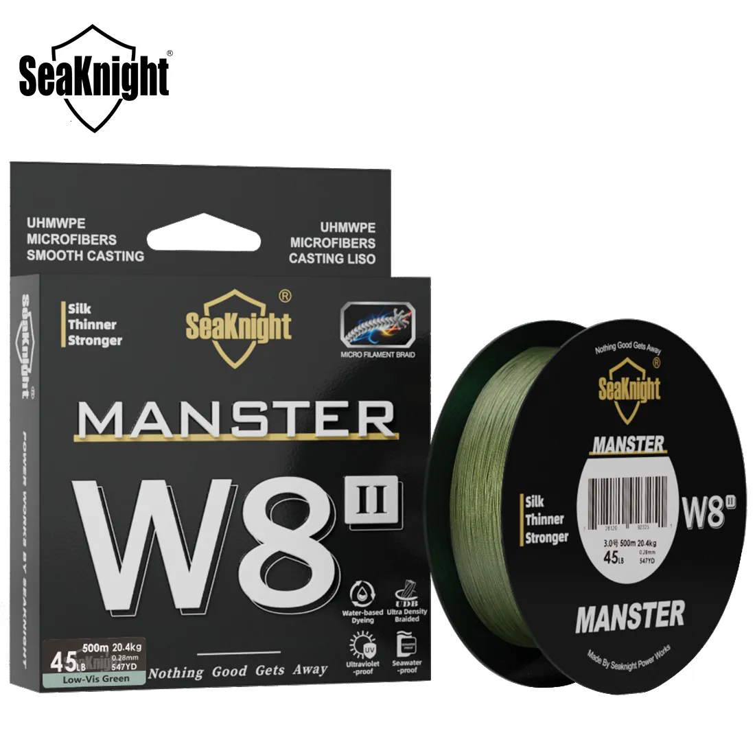 Braid Line Seaknight Brand Monstermanster W8 II 150M300M500M 8 خيوط صب الأسلاك المضفرة الصيد 15100 رطل متعددة الأسلحة 230907