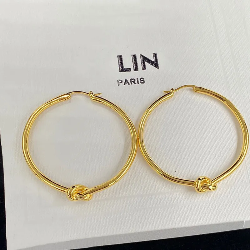 2023 Designer Knot Hoops Earrings Women Gold Jewelry Luxury Huggie Earring Classic Circle Hoop Jewlery Charm Earings Stud Earing CYD239086-3