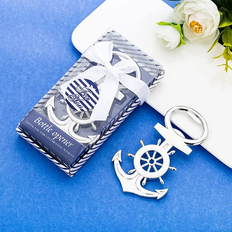 New Creative Metal opener Anchor Rudder Beer Bottle opener Sea Theme wedding favors for guests souvenirs LX1153 ZZ