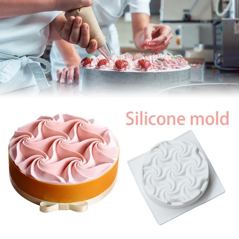 Moldes de cozimento Espiral Flor Forma Mousse Molde Grande Silicone Redondo para Bolo Caseiro Pão Ferramentas de Chocolate e Gadgets